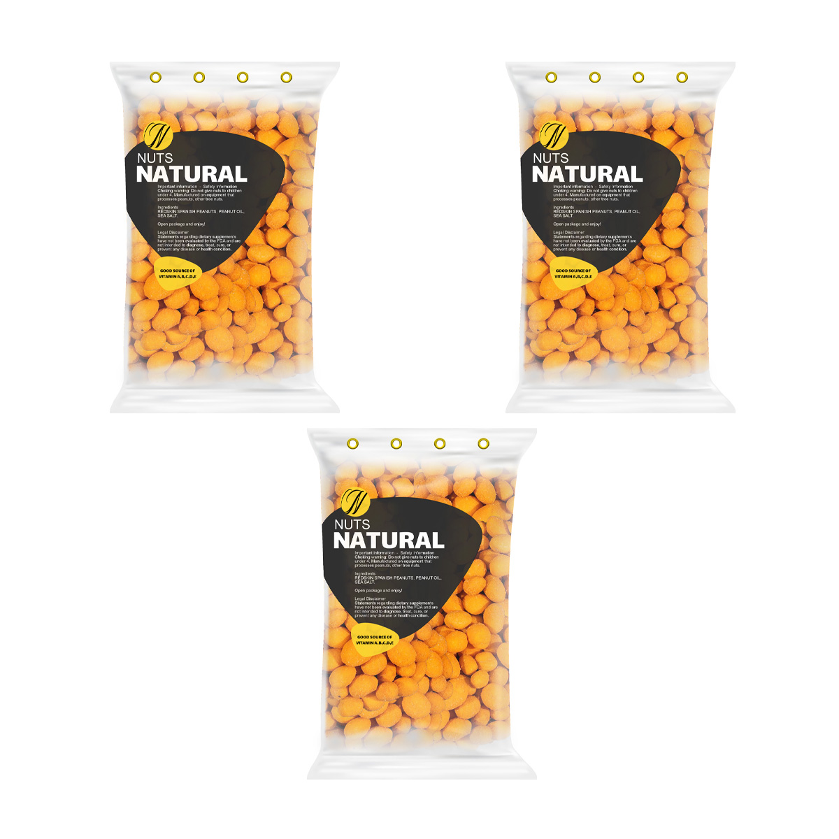 Natural Barbeque Coated Peanuts - 500 grams, pack of 3