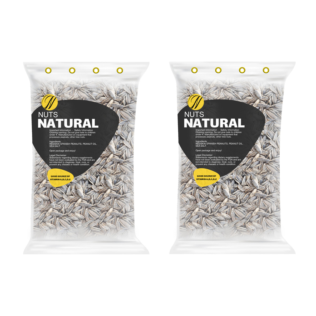 Natural salted round white sunflower seeds - 1 kg package of 2 pieces