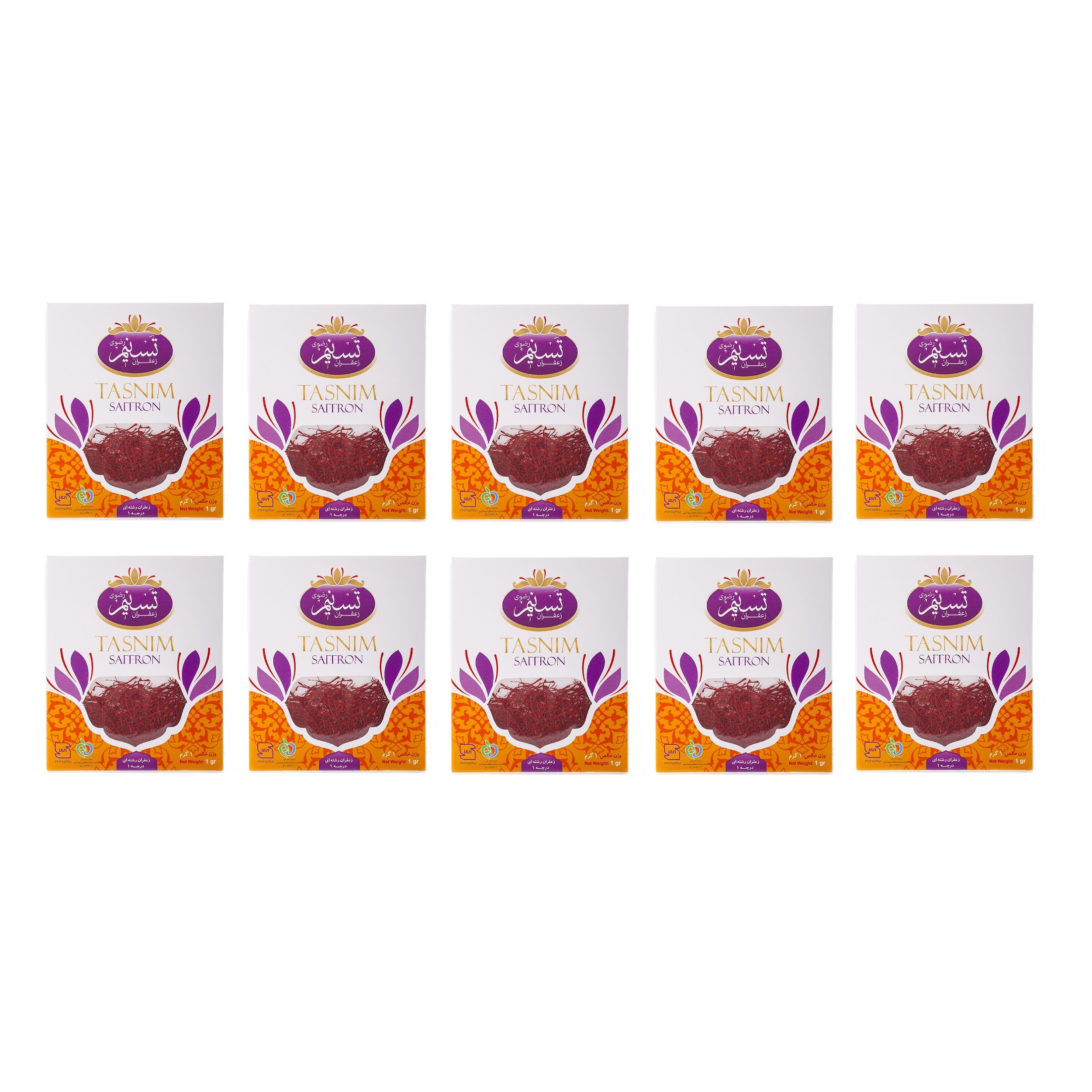 Sargol saffron, first grade, Tasnim - 1 gram, pack of 10 pieces