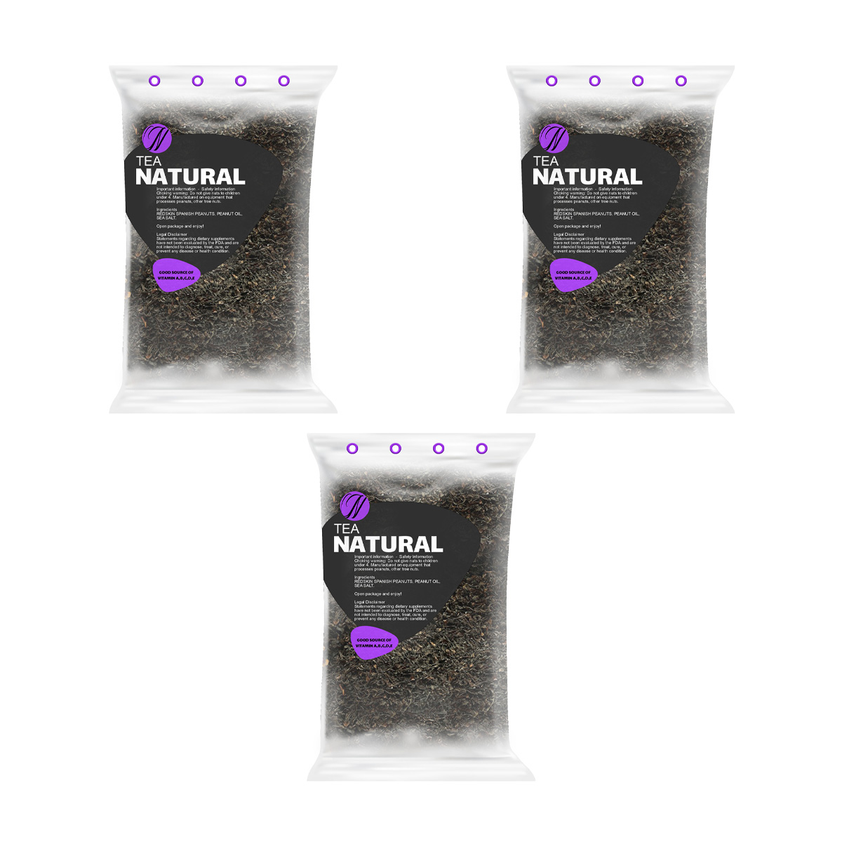 Natural mixed Iranian and foreign tea - 500 grams, 3 pieces pack